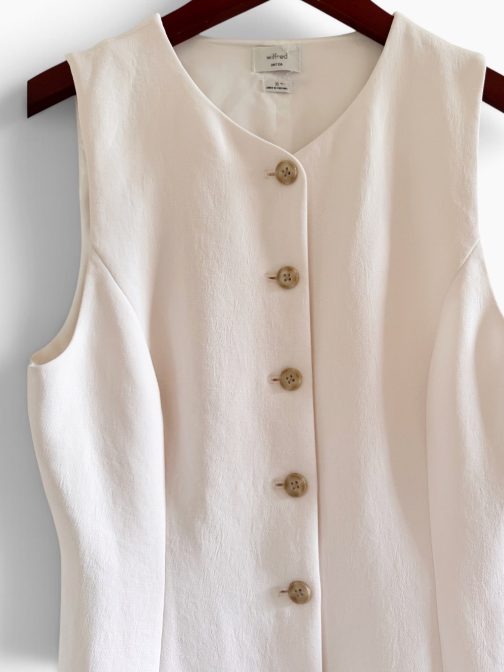 ARITZIA Wilfred Regal Button Front Dress Size 10 in Metropolis Beige - Picture 4 of 16